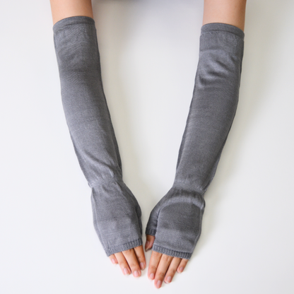 夏用UVカットアームカバーミドル丈 シルク100%