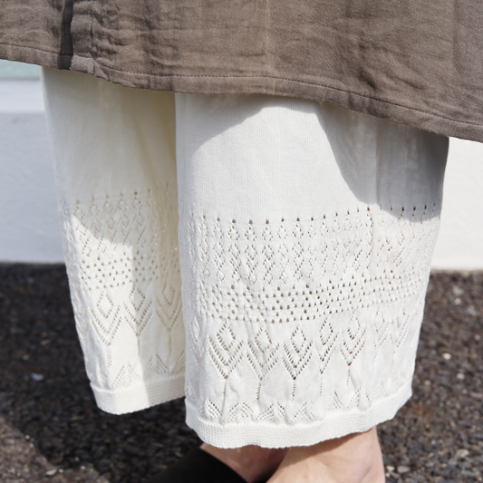 シルク100％とオーガニックコットン100％のワイドペチパンツ