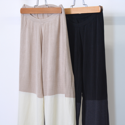 シルク100％とオーガニックコットン100％のワイドペチパンツ