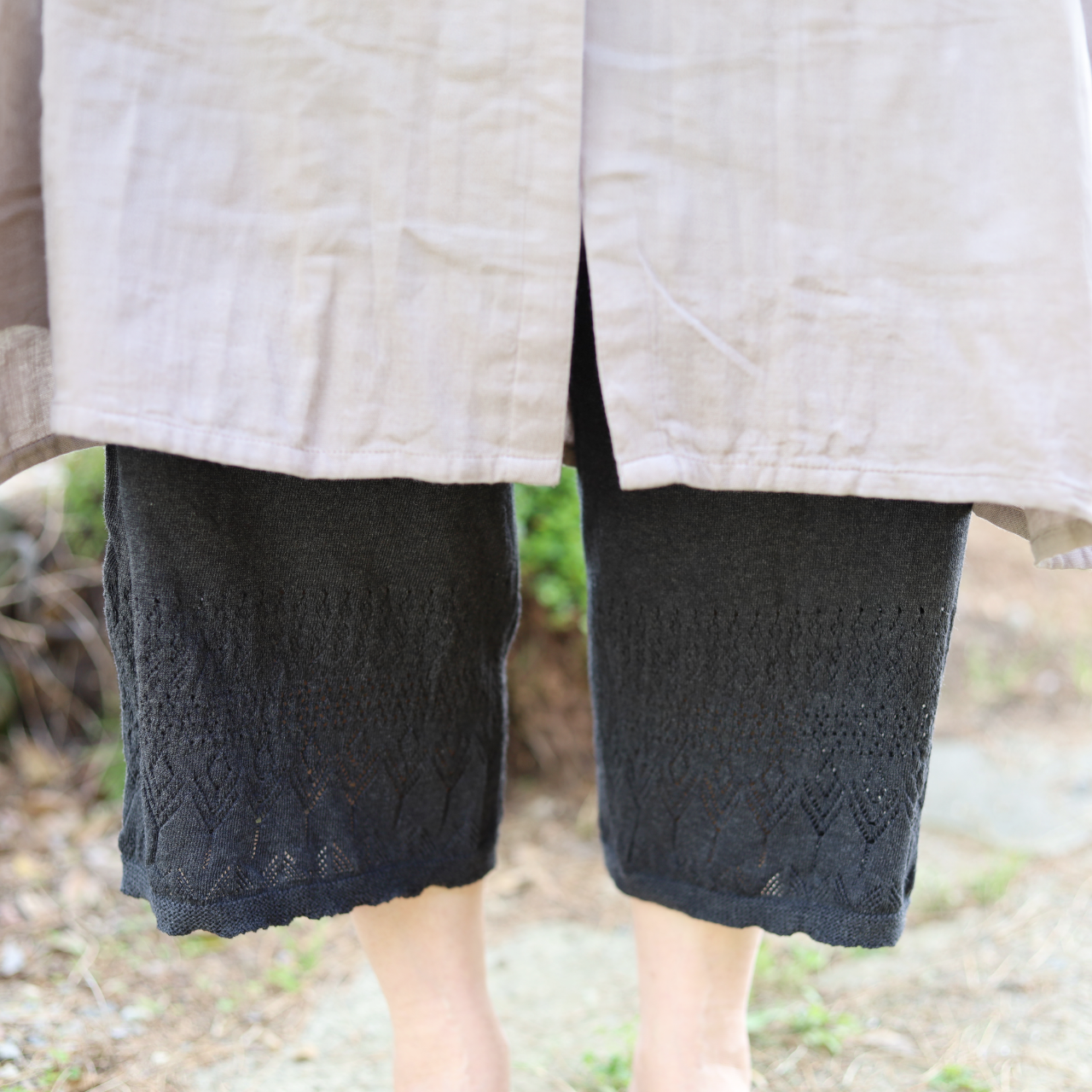 シルク100％とオーガニックコットン100％のワイドペチパンツ