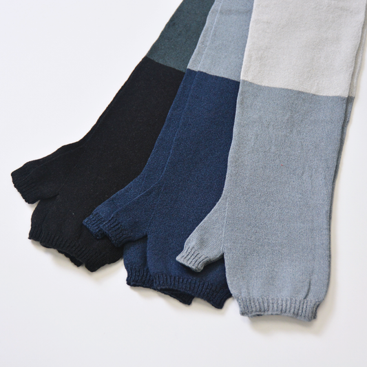 夏用UVカット 美濃和紙糸おしゃれバイカラーアームカバー ロング