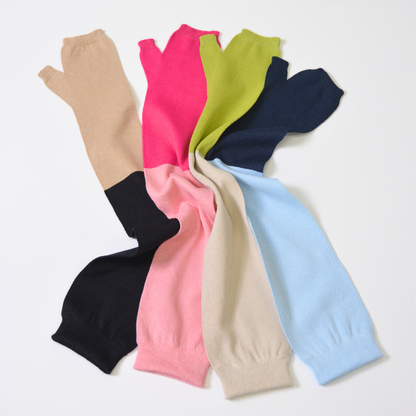 夏用UVカット美濃和紙糸おしゃれバイカラーアームカバーロング