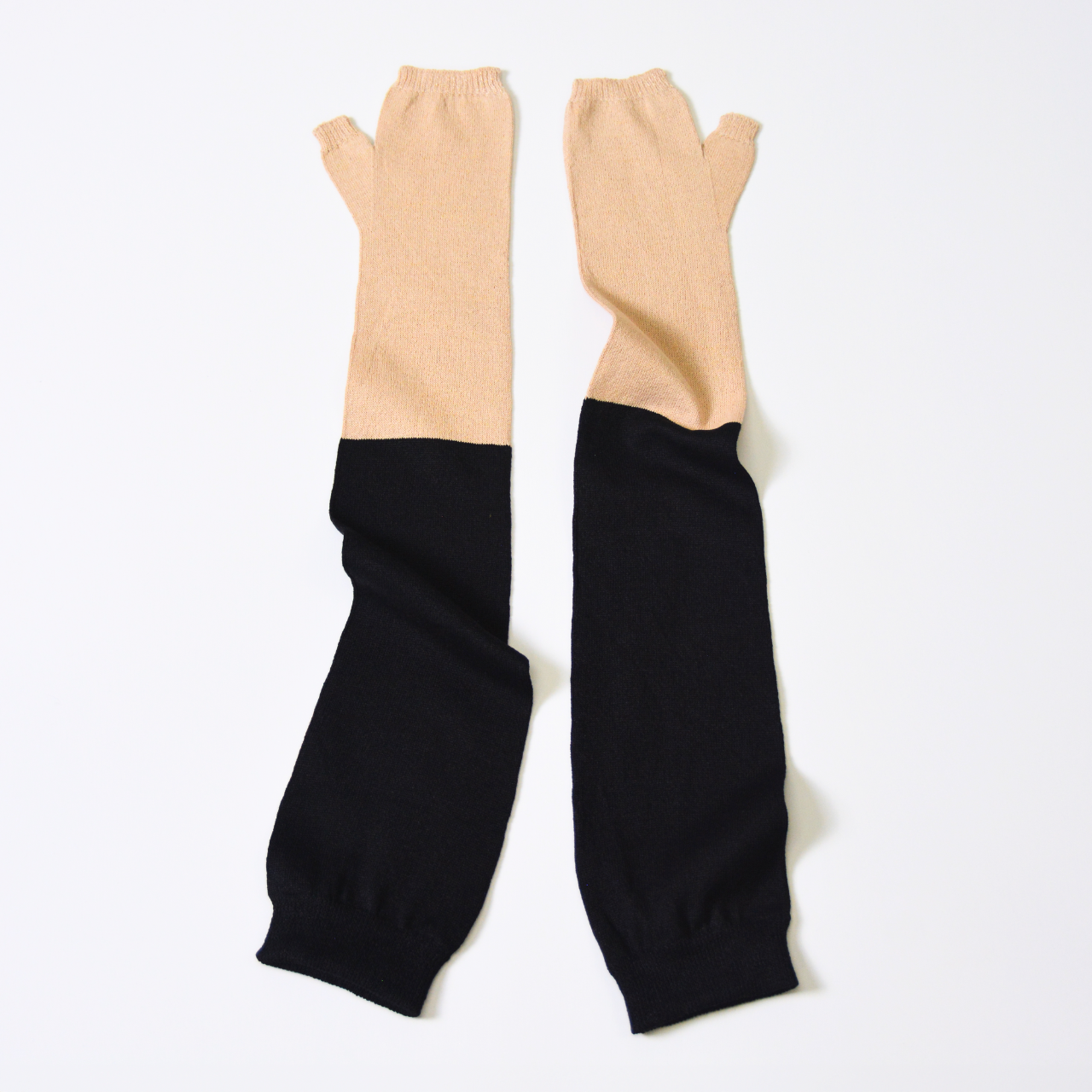 夏用UVカット美濃和紙糸おしゃれバイカラーアームカバーロング