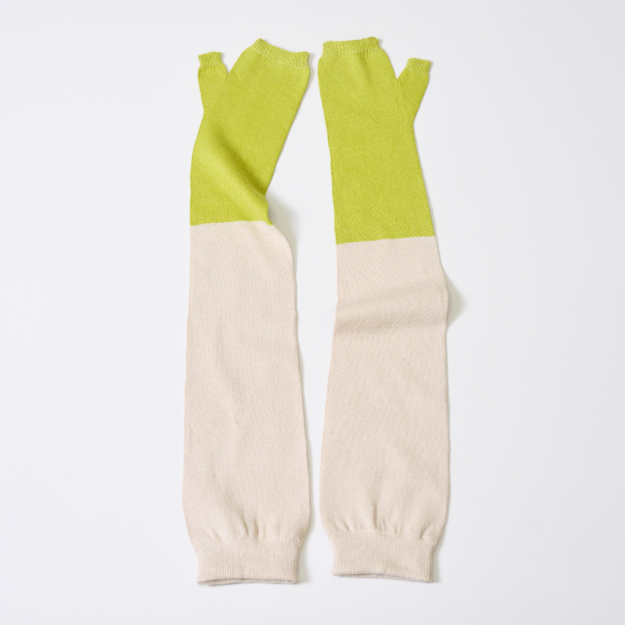 夏用UVカット美濃和紙糸おしゃれバイカラーアームカバーロング