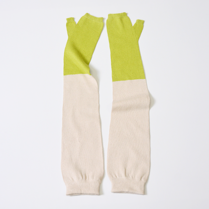 夏用UVカット美濃和紙糸おしゃれバイカラーアームカバーロング