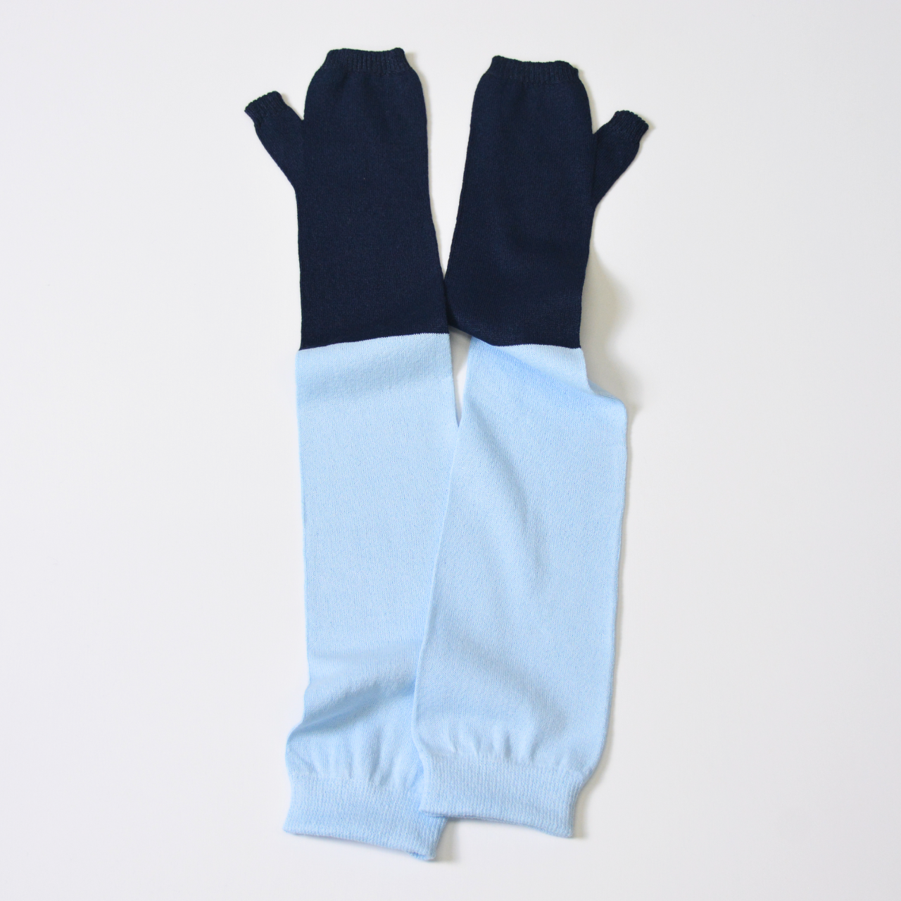 夏用UVカット美濃和紙糸おしゃれバイカラーアームカバーロング