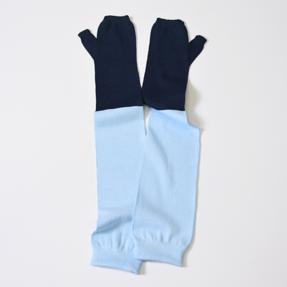 夏用UVカット美濃和紙糸おしゃれバイカラーアームカバーロング