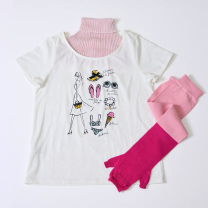 夏用UVカット美濃和紙糸おしゃれバイカラーアームカバーロング