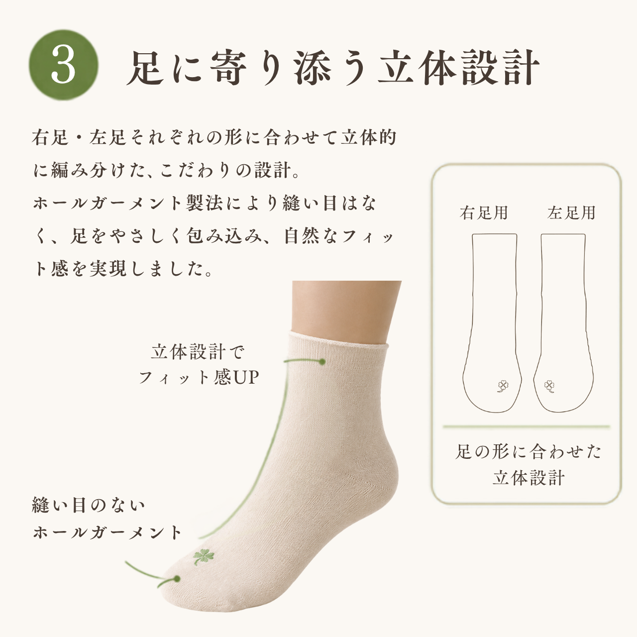 オーガニックコットン靴下　幸せの四葉～ゴムなしストレスフリー