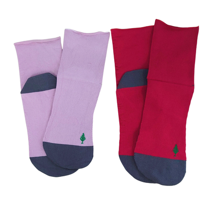 オーガニックコットンのバイカラーソックス～足首に優しいゴムフリー