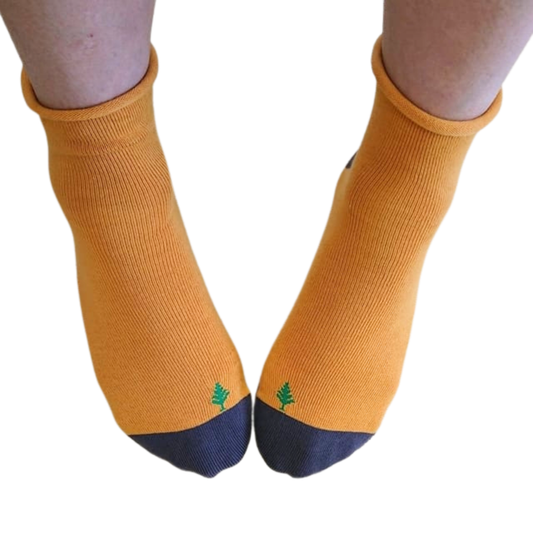 オーガニックコットンのバイカラーソックス～足首に優しいゴムフリー