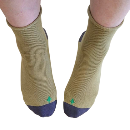 オーガニックコットンのバイカラーソックス～足首に優しいゴムフリー