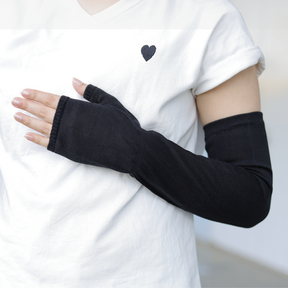 夏用UVカットアームカバーロング丈 シルク100%