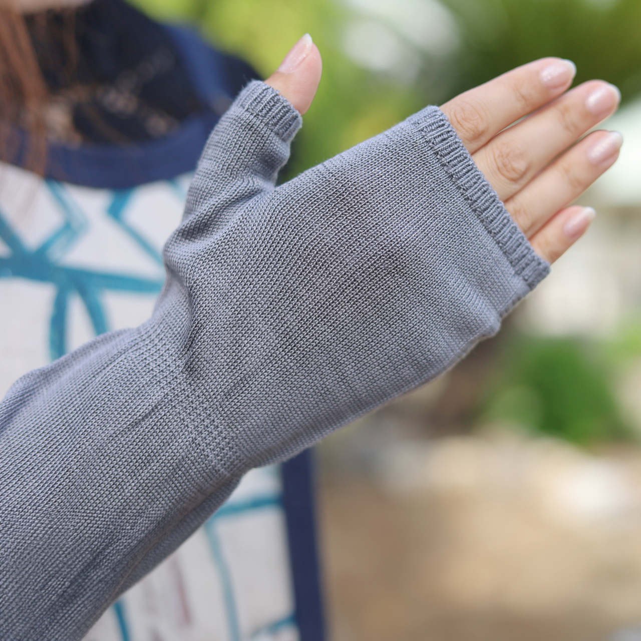 夏用UVカットアームカバーロング丈 シルク100%