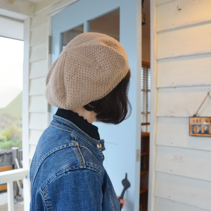 ベレー帽［まるで空気のように、軽くて温かいウール100％］鹿の子編み