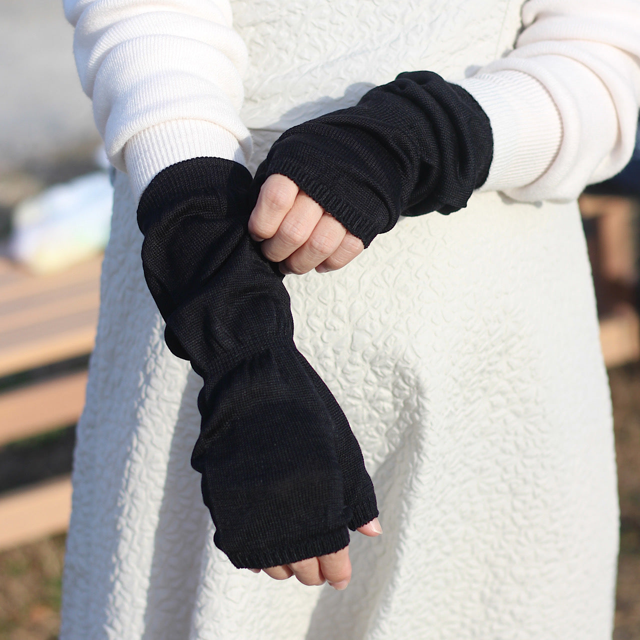 UVカットアームカバーショート丈シルク100%